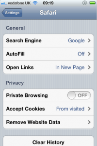 iOS5 Private Browsing