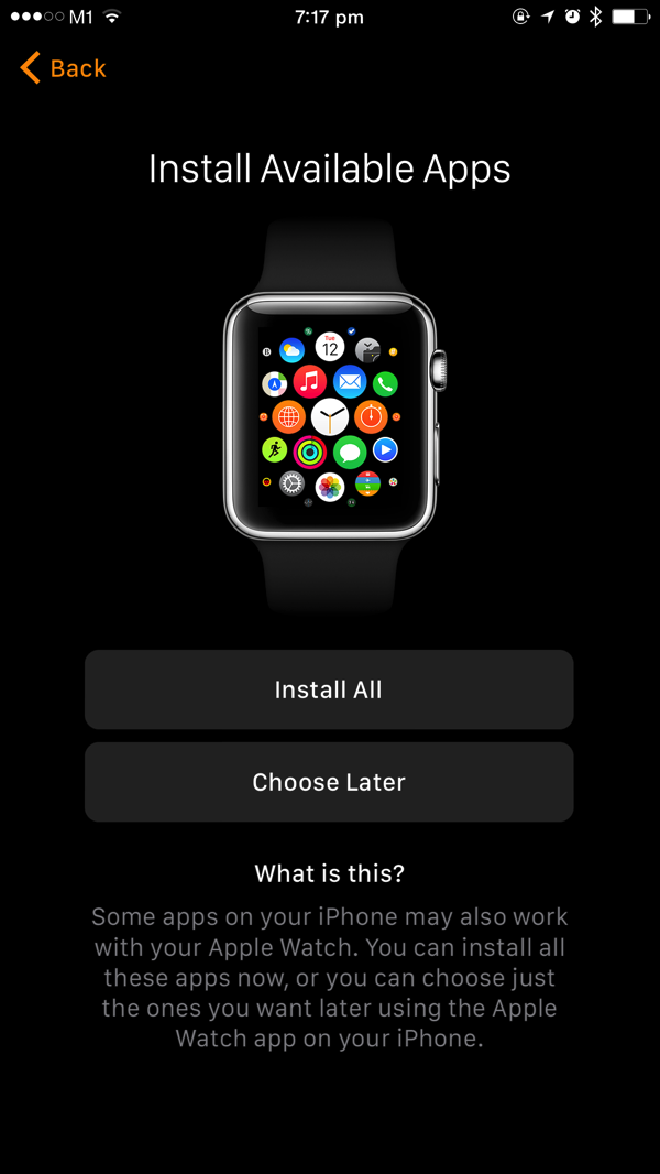 Apple Watch - first time pairing - auto install Apple Watch apps