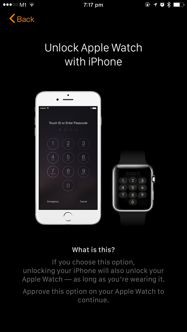 Apple Watch - first time pairing - sync unlock with iPhone