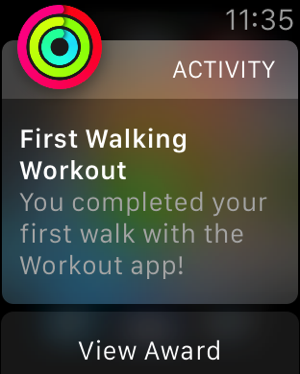 Apple Watch - test workouts - outdoor walk - completion