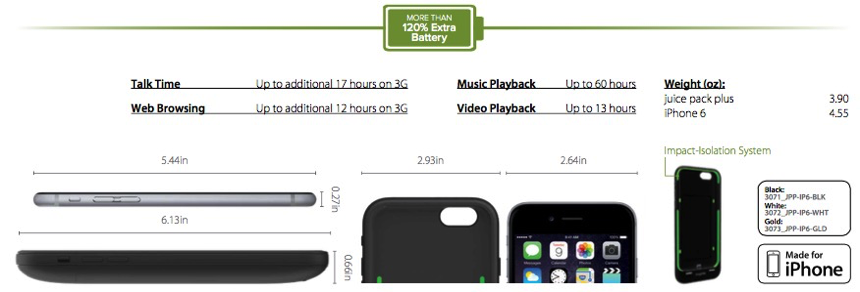 Mophie Juice Pack Plus - specifications