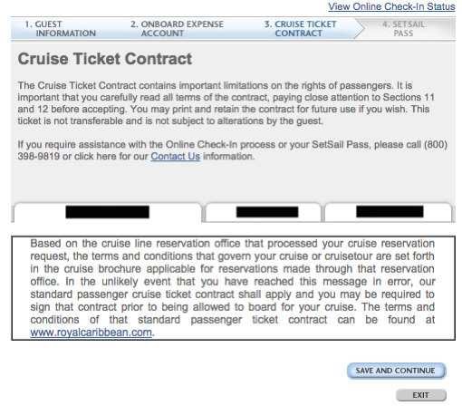 1. Quantum of the Seas - Online Check In - Step 6 Contract Terms Conditions