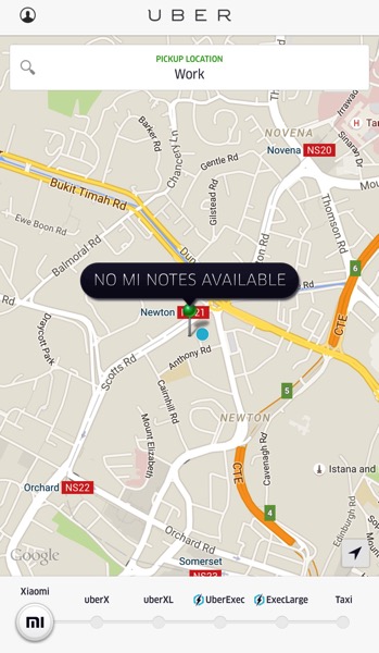 Buy Mi Note using Uber - initate buying