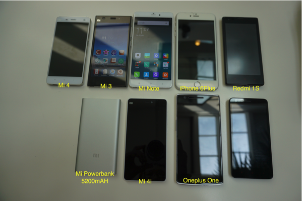 MiNote launch experiential event 2015 - screen comparisons  with various smartphones