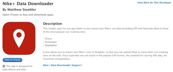 Nike+ Data Downloaded - iOS in AppStore