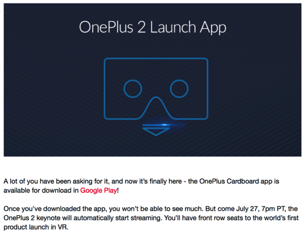 OnePlus Two - VR launch app