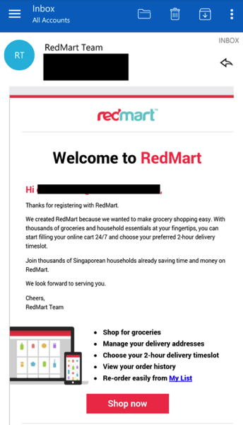 Redmart - Email verification