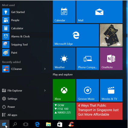 Windows 10 New Features - Start Menu.