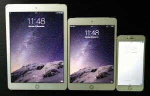 iPad Mini 4 vs iPad Air 2 vs iPhone 6 Plus - front screen size