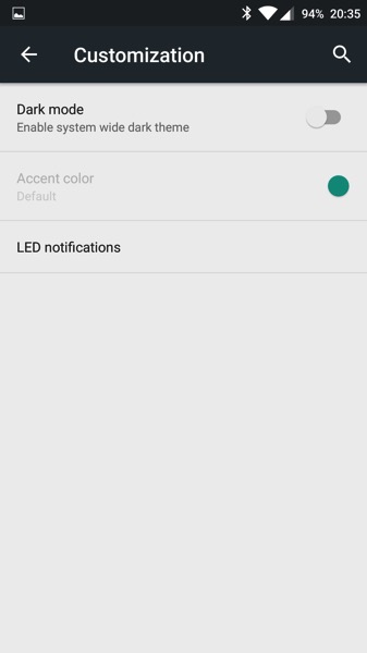 OnePlus Two - Oxygen OS2.1 - Dark Mode Selection (Normal mode)