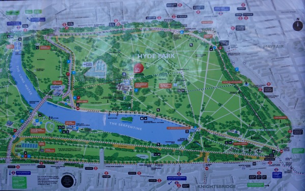 Hyde Park - map around the park