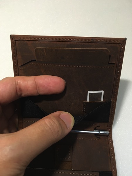 Aki Crazy Horse Leather Wallet - Sim Card slot