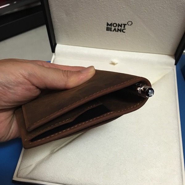 Kisetsu Crazy Horse Wallet - with montblanc pen (opened)