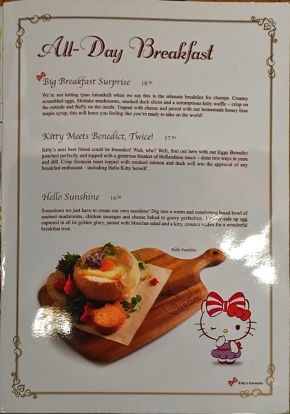 Hello Kitty Orchid Garden Singapore Cafe - Food Menu Pg2