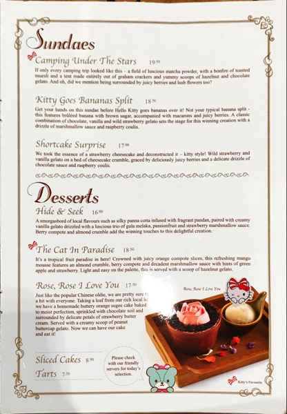 Hello Kitty Orchid Garden Singapore Cafe - Food Menu Pg6