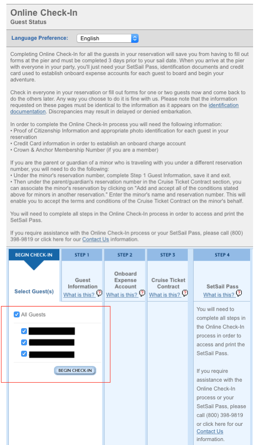 1. Quantum of the Seas - Online Check In - Begin