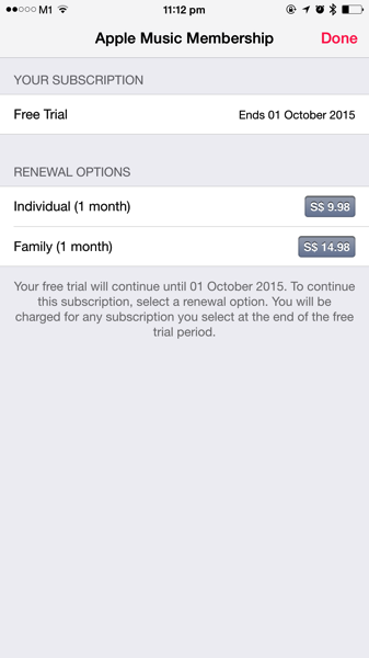 Apple Music - subscription rates