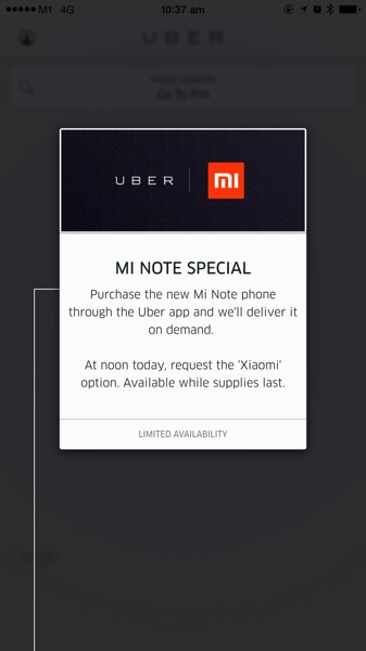 Buy Mi Note using Uber - Sneak preview buy