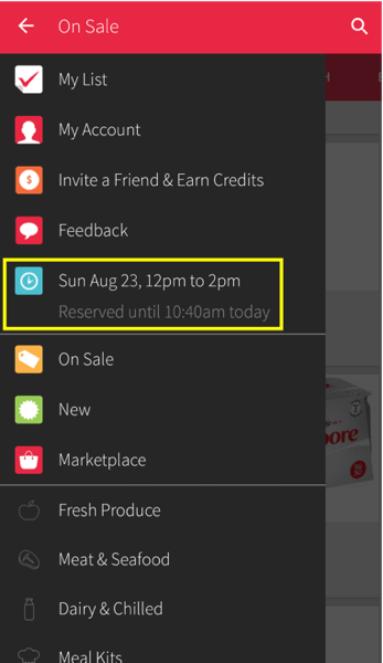 Redmart - Delivery timeslot reserved