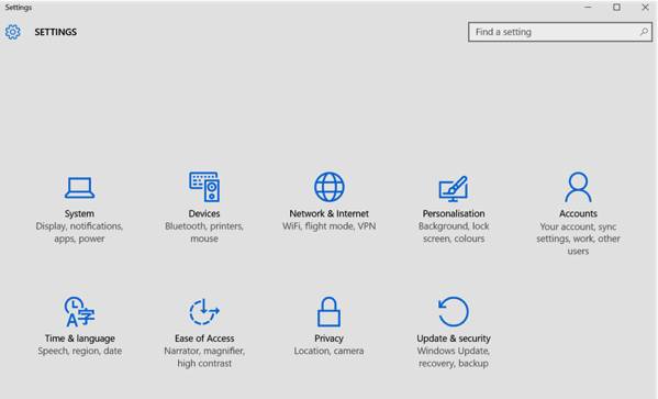 Windows 10 New Features - New settings page
