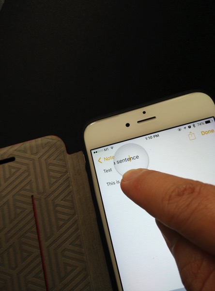 iPhone 6S Plus Gold - 3D touch - text cursor