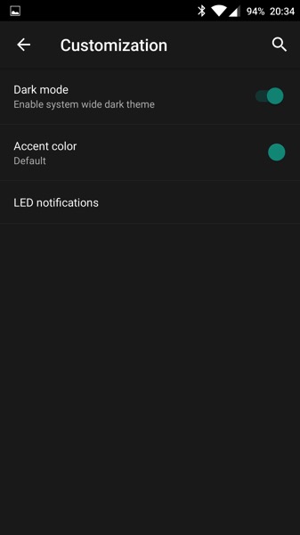 OnePlus Two - Oxygen OS2.1 - Dark Mode Selection (Dark Mode)