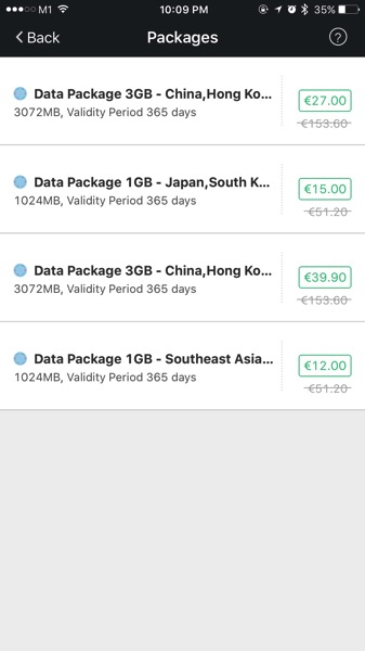 GLocalMe G2 - Asia data packages
