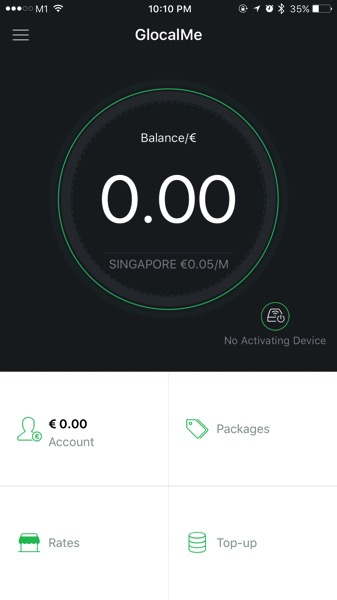 GLocalMe G2 - realtime data usage monitoring