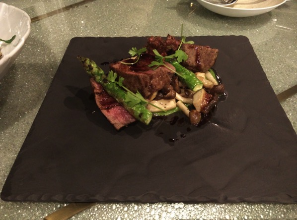 Sofitel Xperience Restaurant & Bar - Grilled beef tenderloin, mushroom, asparagus and condiments (Black Angus Grass Fed Beef)