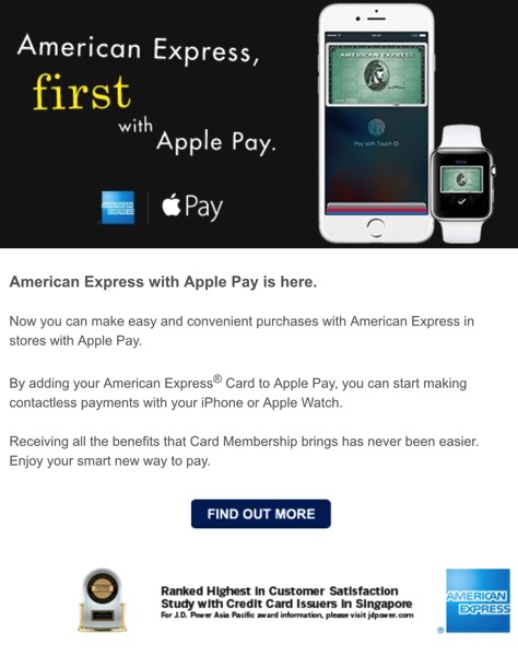 Apple Pay launched in Singapore - payment at retail store - notice