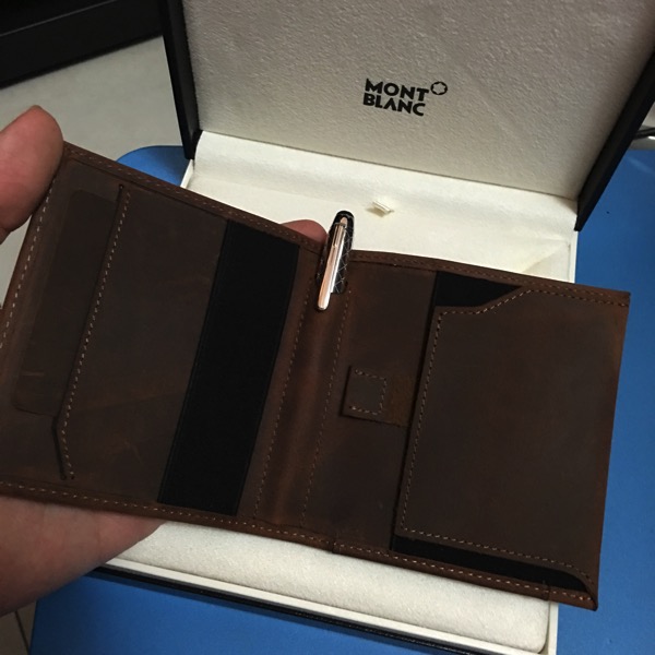 Kisetsu Crazy Horse Wallet - with montblanc pen (opened)