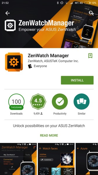 ASUS ZenWatch 2 WI501Q - ZenWatch Manager - download from Play Store